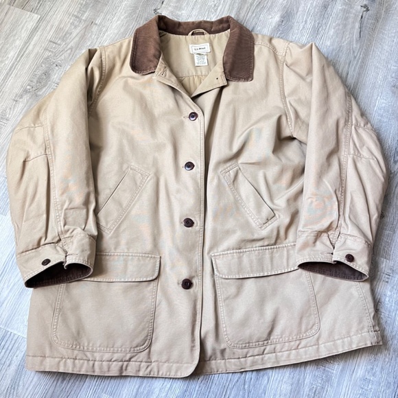 LL Bean Chore Barn Coat 3x Cotton With Thinsulate Lining Corduroy Collar Cuffs - Picture 2 of 13